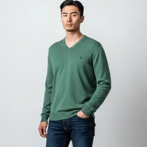 POLO Ralph Lauren Green Merino Wool Lightweight Pullover V Neck Sweater Size XL